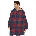 Blue And Red Tartan Pattern Print Hoodie Blanket