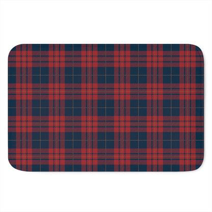 Blue And Red Tartan Pattern Print Indoor Door Mat