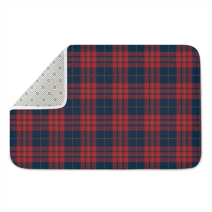Blue And Red Tartan Pattern Print Indoor Door Mat