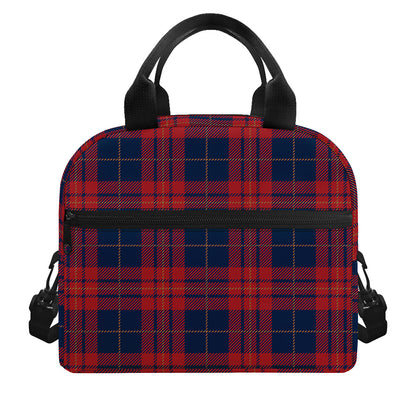 Blue And Red Tartan Pattern Print Insulated Lunch Bag