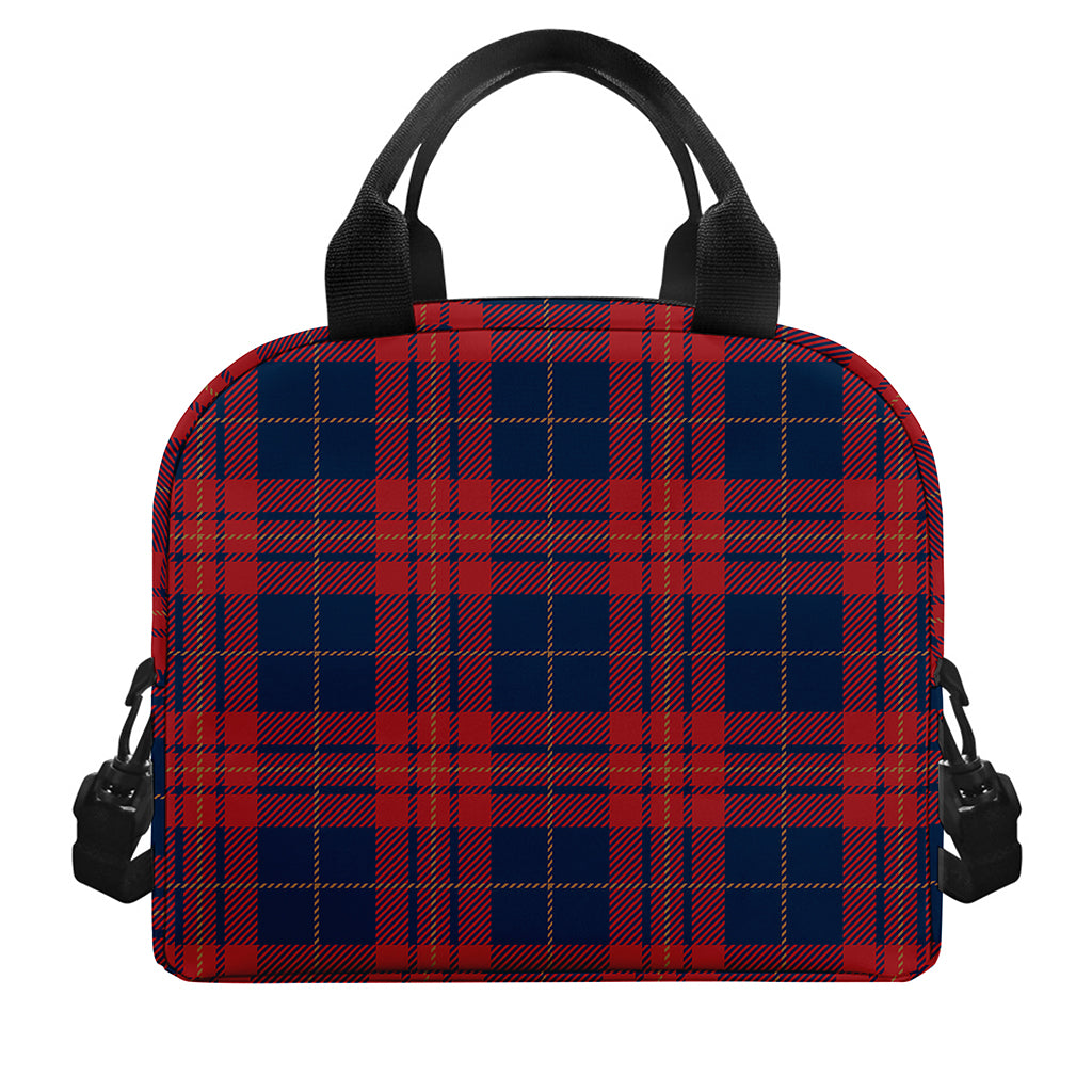 Blue And Red Tartan Pattern Print Insulated Lunch Bag