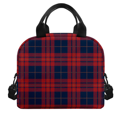 Blue And Red Tartan Pattern Print Insulated Lunch Bag
