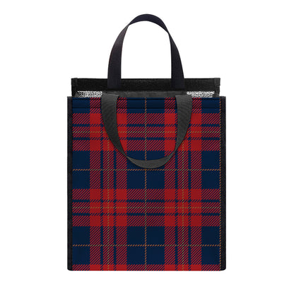 Blue And Red Tartan Pattern Print Insulated Lunch Tote