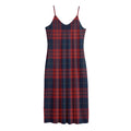 Blue And Red Tartan Pattern Print Jersey Midi Cami Dress