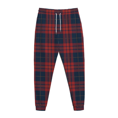 Blue And Red Tartan Pattern Print Jogger Pants