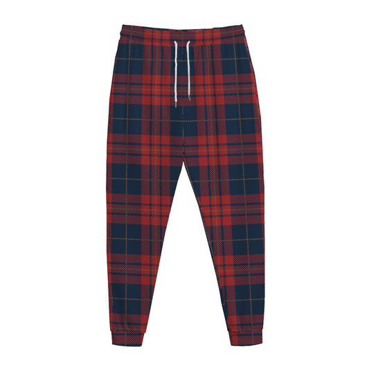 Blue And Red Tartan Pattern Print Jogger Pants