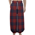 Blue And Red Tartan Pattern Print Lantern Pants