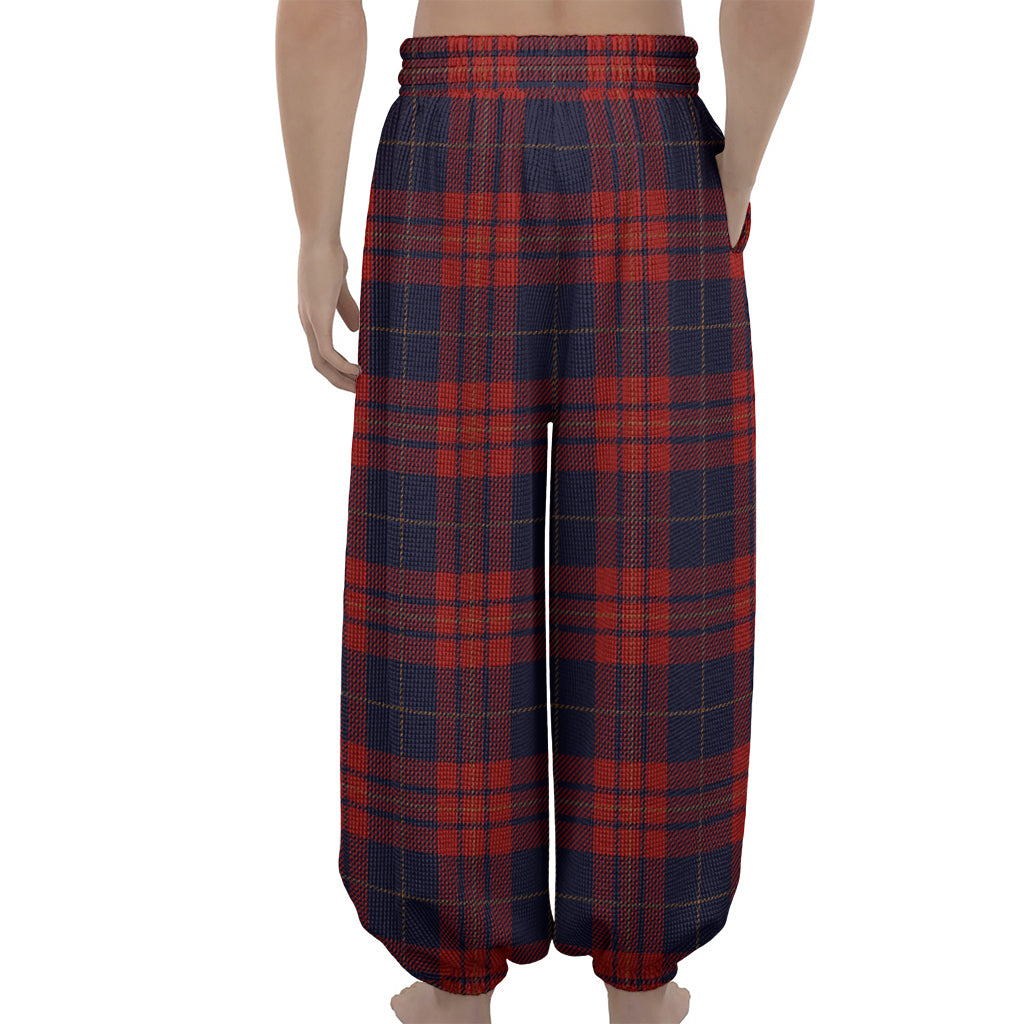 Blue And Red Tartan Pattern Print Lantern Pants