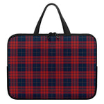 Blue And Red Tartan Pattern Print Laptop Sleeve With Handle