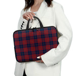 Blue And Red Tartan Pattern Print Laptop Sleeve With Handle