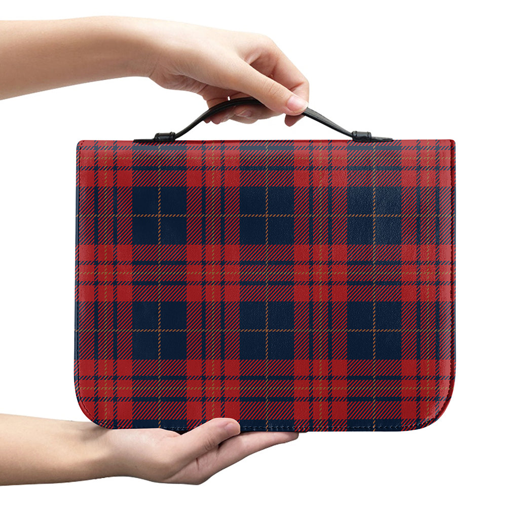 Blue And Red Tartan Pattern Print Leather Bible Cover