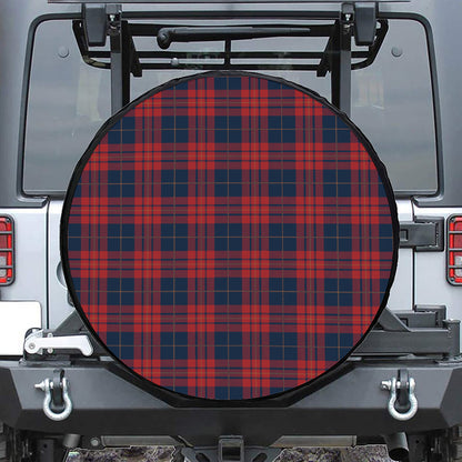Blue And Red Tartan Pattern Print Leather Spare Tire Cover