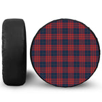 Blue And Red Tartan Pattern Print Leather Spare Tire Cover
