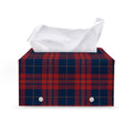 Blue And Red Tartan Pattern Print Leather Tissue Box Cover