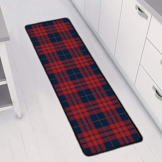 Blue And Red Tartan Pattern Print Long Kitchen Mat