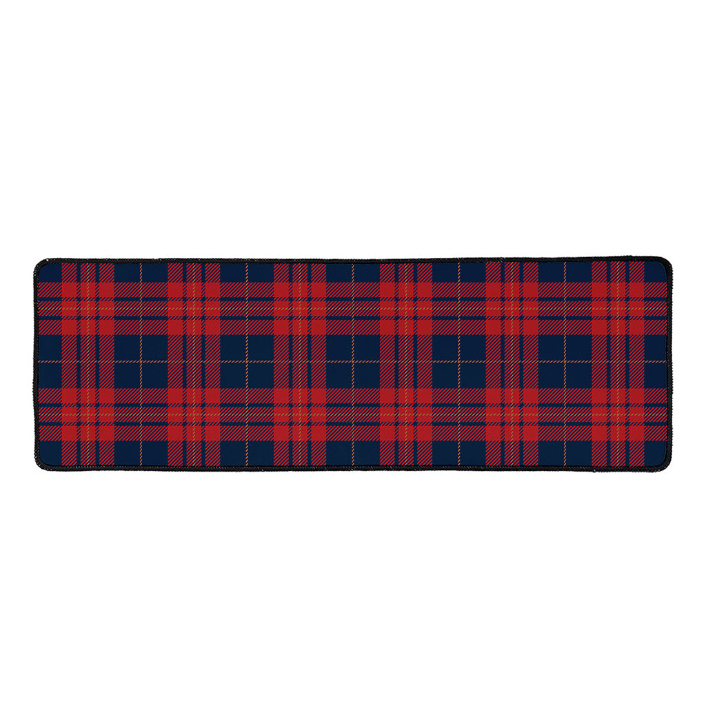Blue And Red Tartan Pattern Print Long Kitchen Mat
