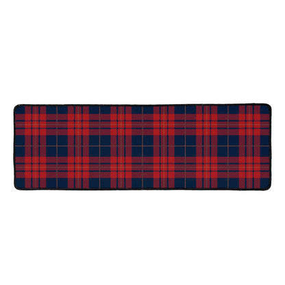 Blue And Red Tartan Pattern Print Long Kitchen Mat