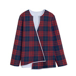 Blue And Red Tartan Pattern Print Long Sleeve Short Coat