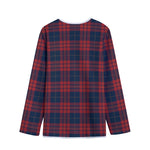 Blue And Red Tartan Pattern Print Long Sleeve Short Coat