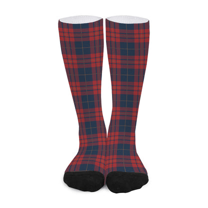 Blue And Red Tartan Pattern Print Long Socks