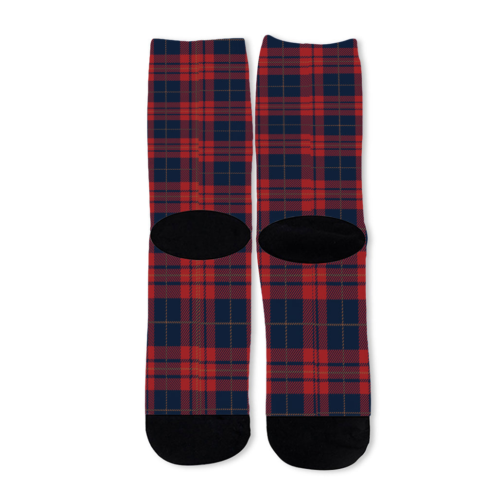 Blue And Red Tartan Pattern Print Long Socks