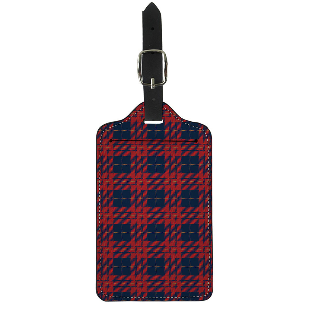 Blue And Red Tartan Pattern Print Luggage Tag