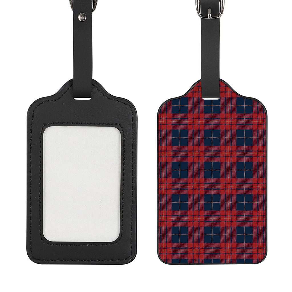 Blue And Red Tartan Pattern Print Luggage Tag