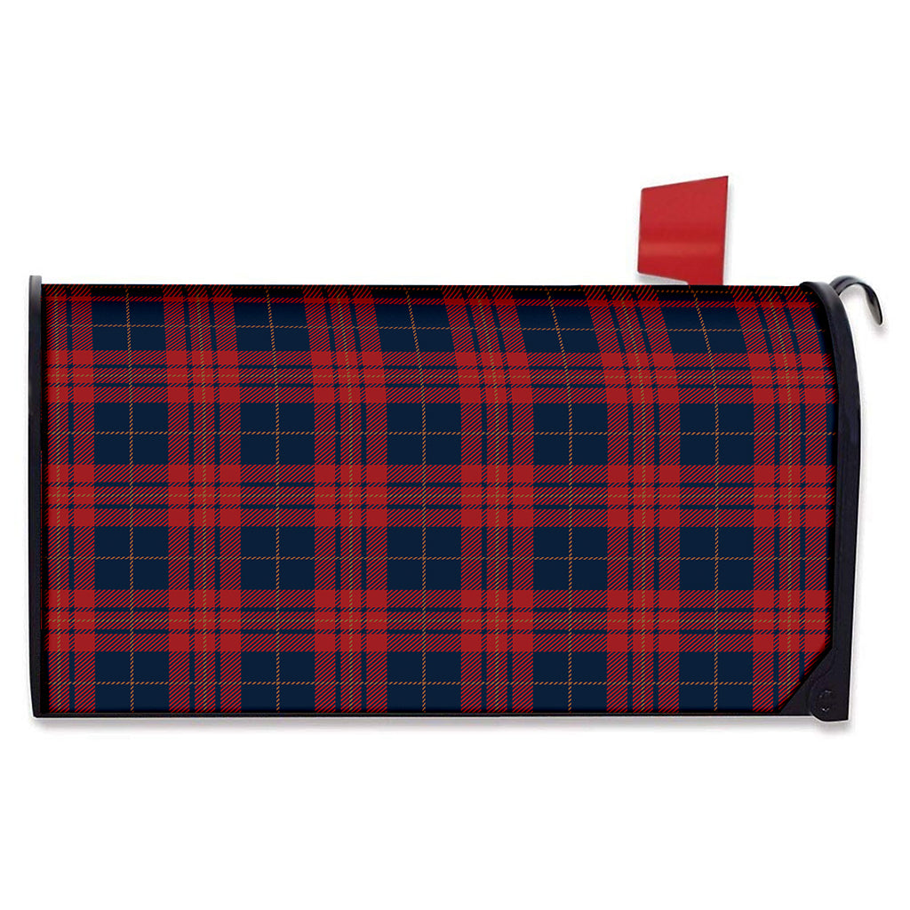 Blue And Red Tartan Pattern Print Mailbox Cover