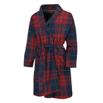 Blue And Red Tartan Pattern Print Men's Bathrobe