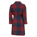 Blue And Red Tartan Pattern Print Men's Bathrobe