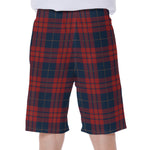 Blue And Red Tartan Pattern Print Men's Beach Shorts