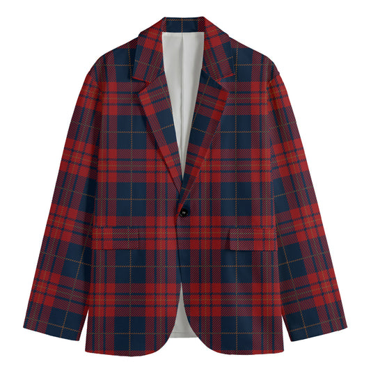 Blue And Red Tartan Pattern Print Men's Blazer