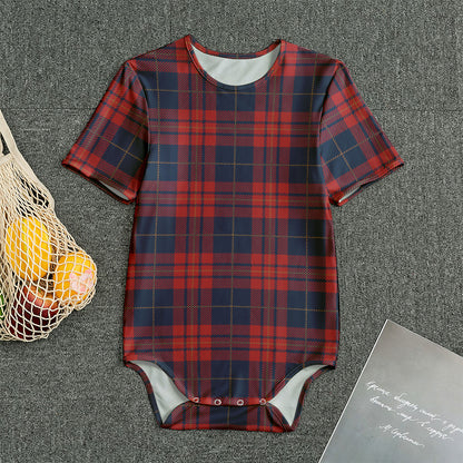 Blue And Red Tartan Pattern Print Men's Bodysuit