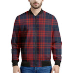 Blue And Red Tartan Pattern Print Men's Bomber Jacket