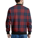 Blue And Red Tartan Pattern Print Men's Bomber Jacket
