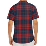 Blue And Red Tartan Pattern Print Men's Deep V-Neck Shirt