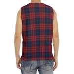 Blue And Red Tartan Pattern Print Men's Fitness Tank Top