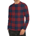 Blue And Red Tartan Pattern Print Men's Long Sleeve Rash Guard