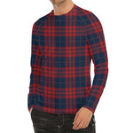 Blue And Red Tartan Pattern Print Men's Long Sleeve Rash Guard