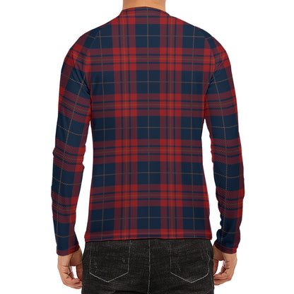 Blue And Red Tartan Pattern Print Men's Long Sleeve Rash Guard