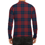 Blue And Red Tartan Pattern Print Men's Long Sleeve Rash Guard