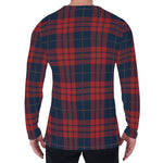 Blue And Red Tartan Pattern Print Men's Long Sleeve T-Shirt