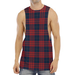 Blue And Red Tartan Pattern Print Men's Muscle Tank Top