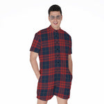 Blue And Red Tartan Pattern Print Men's Rompers