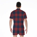 Blue And Red Tartan Pattern Print Men's Rompers