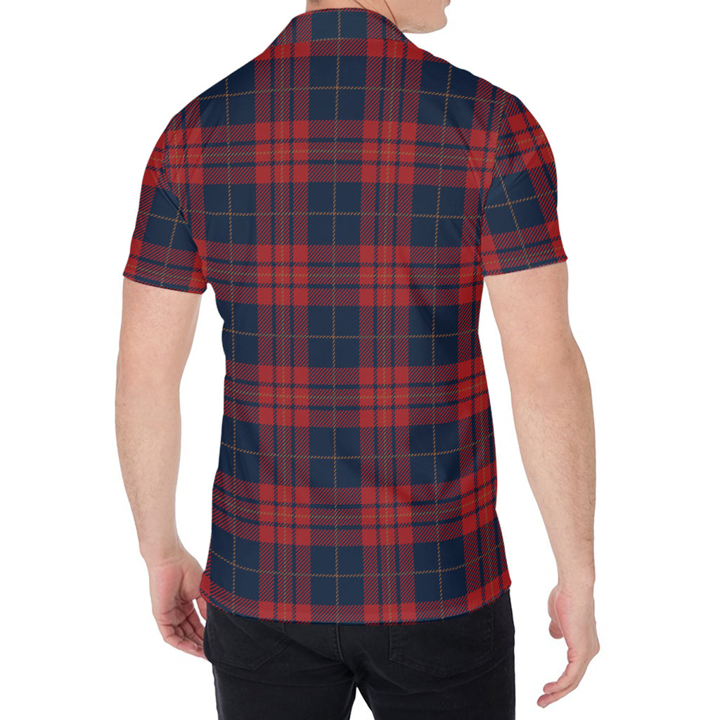 Blue And Red Tartan Pattern Print Men's Shirt