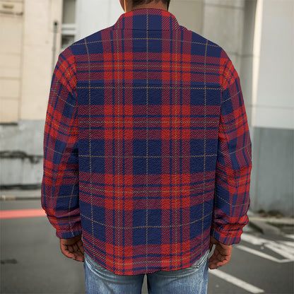 Blue And Red Tartan Pattern Print Men's Shirt Jacket