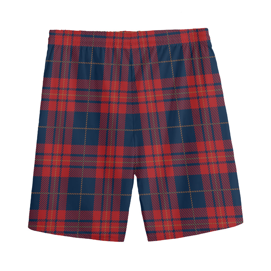 Blue And Red Tartan Pattern Print Men's Sports Shorts