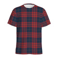 Blue And Red Tartan Pattern Print Men's Athletic T-Shirt