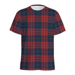 Blue And Red Tartan Pattern Print Men's Sports T-Shirt